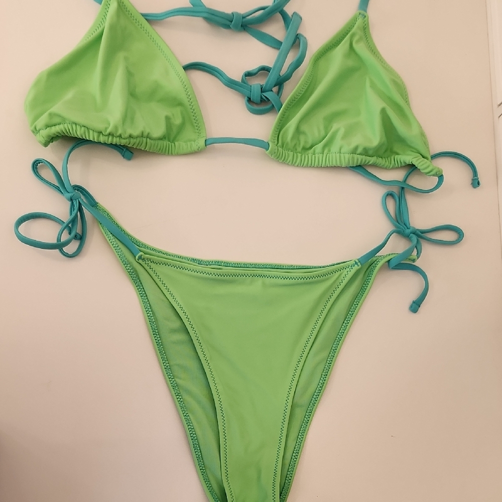 Aerie - The Sun-lover Bright Green Bikini - L/L